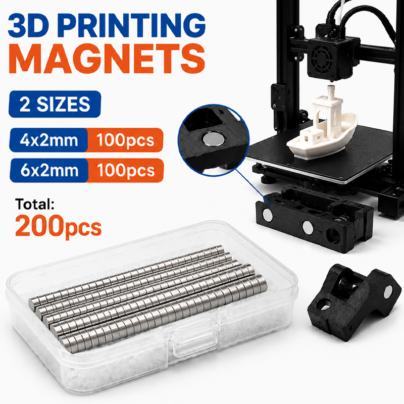 3D Printing Process - 200 adet/kutu 3D Baskı Mıknatıs Seti